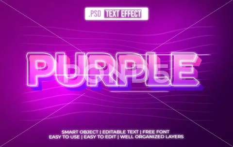 Purple 3D Text Effect PSD Template