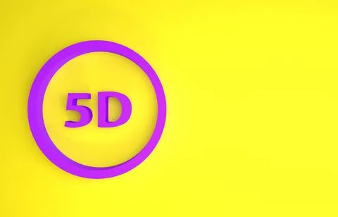 Purple 5d virtual reality icon isolated on yellow background. Large three-dim Stock Illustration