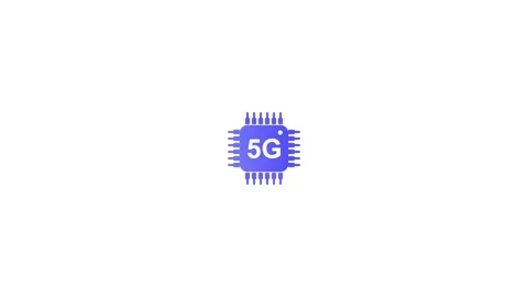 Purple 5G Microchip Icon Centered on animation White Background processor s.. Stock Footage 321855653