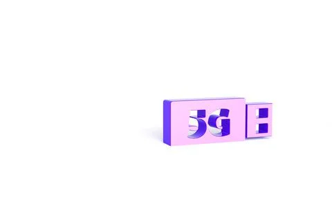 Purple 5G modem for fast mobile Internet icon isolated on white background. G Illustrazione stock