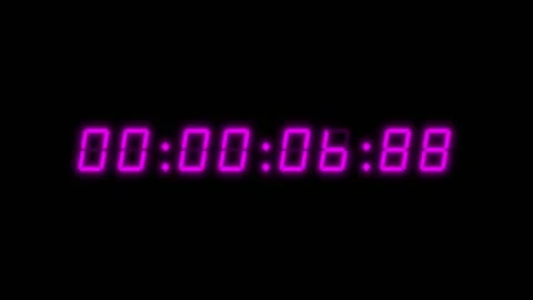 Purple 60 second digital clock counting up to 1 minute Stock Footage 311837817
