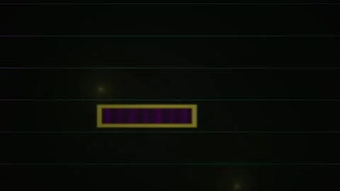 Purple 8 bit Progress Bar Loading on Dark Screen with Glitch Scanlines Stock Footage 343749832