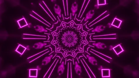 Purple abstract background with circular design in the middle. Kaleidoscope VJ l Stock Footage 251986933