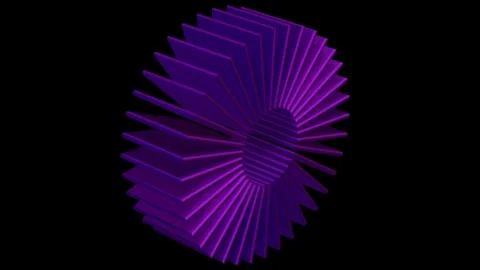 Purple abstract circular shape opening on black background Stock Footage 306580387