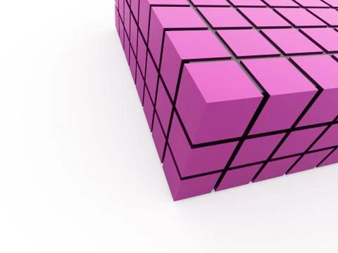 Purple abstract cubes background rendered on white Stock Illustration