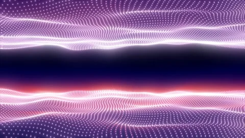 Purple abstract data field with glowing particle waves, soft horizon flare,.. Stock Footage 337875655