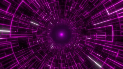 Purple abstract digital sci-fi digital technological energy tunnel with glowi Stock Footage 249955470
