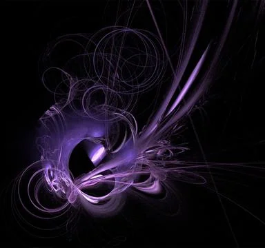 Purple abstract fractal pattern on black background, wallpaper, design Stock Illustration