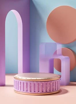 Purple abstract geometric background platform. Fashion purple 3d pastel podium o Stock Illustration