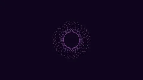 Purple abstract geometric pattern with radial lines and glowing center on d.. Stock Illustration