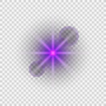Purple abstract graphic design element with starburst and circles on white .. Stock Photos