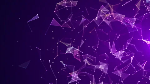 Purple Abstract Network Background with Geometric Polygonal Lines Video stock 320031425