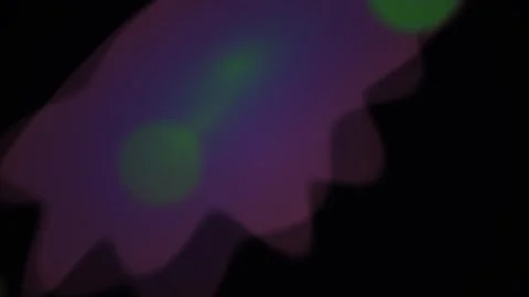 Purple abstract shape with green center on black background. Stock Footage 335538849