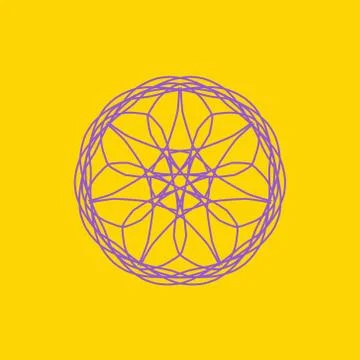 Purple abstract shape on yellow background. Computer generated geometric illu Stock Illustration