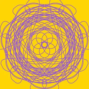 Purple abstract shape on yellow background. Computer generated geometric Stock Illustration