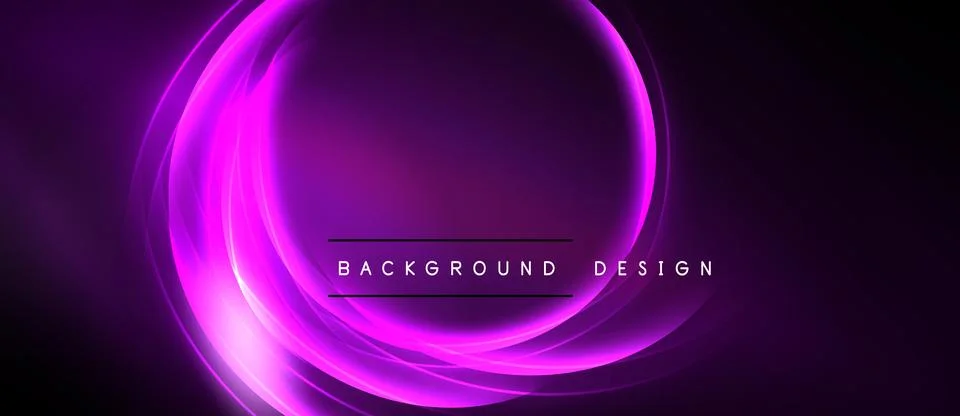 Purple abstract waves create circular glow. Dark background emphasizes vibran Stock Illustration