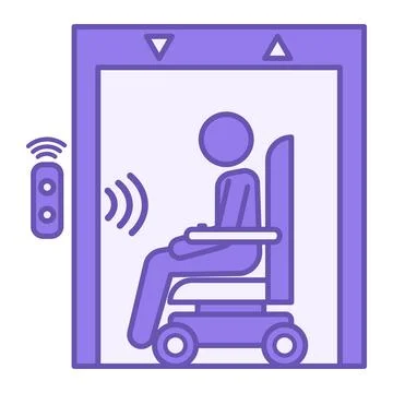 Purple Accessible Elevator Icon. Vector Illustration. A Person with Disabil.. Ilustración de archivo