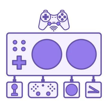 Purple Adaptive Gaming Controller Icon. Vector Illustration. Assistive Tech.. Stock Illustration