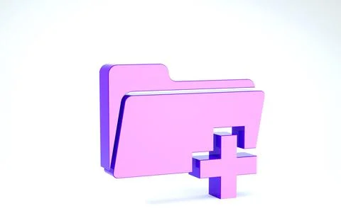 Purple Add new folder icon isolated on white background. New folder file sign Stockillustratie