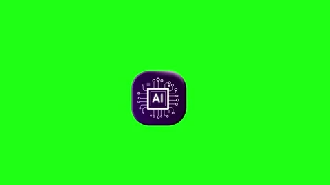 Purple AI Circuit Icon: Alpha Matte Asset Stock Footage 339274256