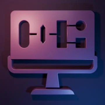 Purple Algorithm icon isolated on purple-blue background. Algorithm symbol .. Illustrazione stock