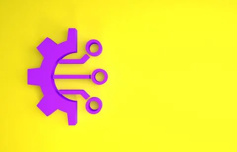 Purple Algorithm icon isolated on yellow background. Algorithm symbol design  Stock Illustration