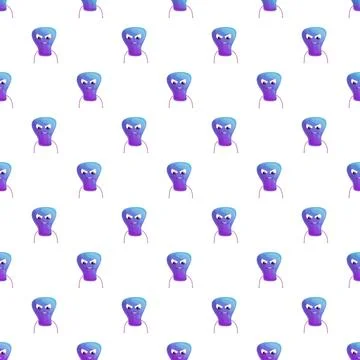 Purple alien monster character pattern creating a fun cartoon background イラスト素材