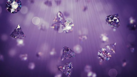 Purple amethyst gems in light rays 3D render seamless loop animation Stock Footage 157084960