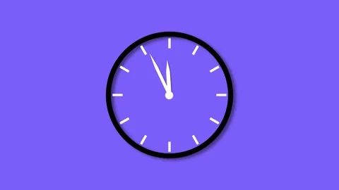 Purple Analog Clock Time Animation Stock Footage 343387467