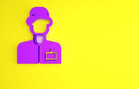 Purple Analyst engineer icon isolated on yellow background. Minimalism concep Stock Illustration