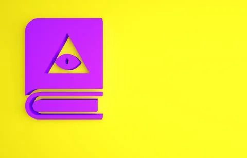 Purple Ancient magic book with alchemy recipes and mystic spells and Ilustração Stock