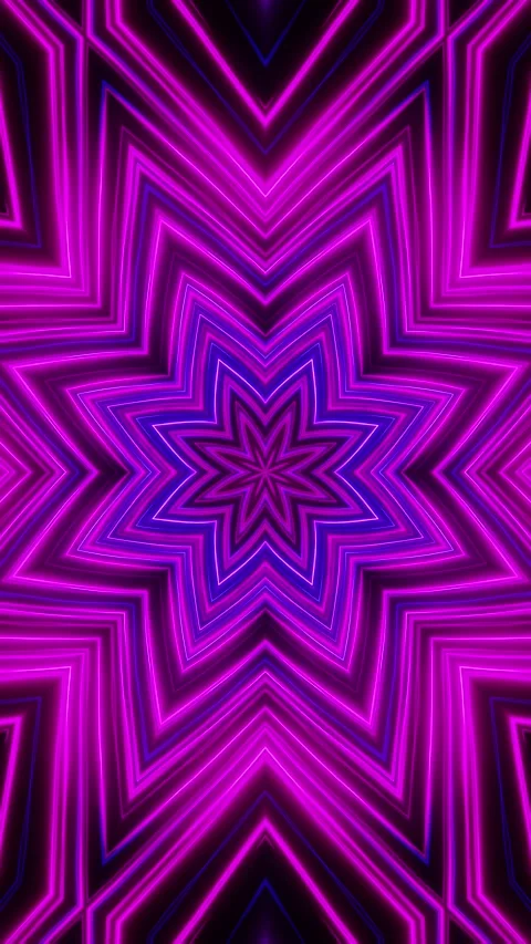 Purple and black star pattern with black background. Kaleidoscope VJ loop Video stock 314100725