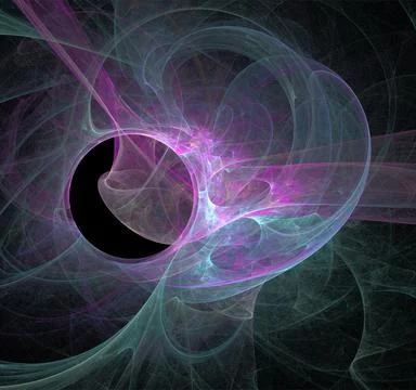 Purple and blue abstract drawing on a black background, color digital graph.. Illustrazione stock