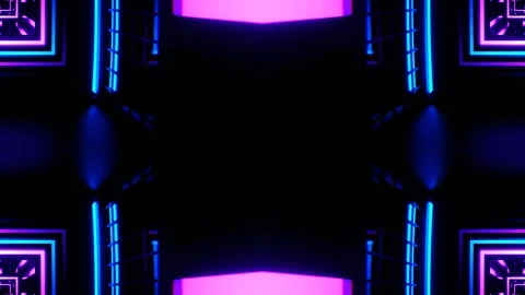 Purple and Blue Different Neon Lines Kaleidoscope Background VJ Loop in 4K Video stock 335829457