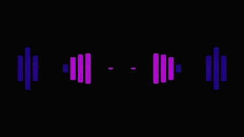Purple and Blue Digital Audio Waveform Equalizer Animation on Black Video stock 336219352