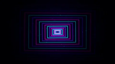 Purple and Blue Glowing Rectangular Tunnel Drifting Diagonally Vídeo Stock 348155928
