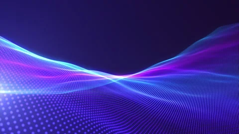 Purple and blue gradient particle waves flowing with bokeh. Stock Footage 307951015