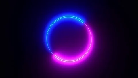 Purple and blue neon elements on black background. 3D illustration rendering Stock Footage 196139619