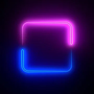 Purple and blue neon elements on black background. 3D illustration rendering Stock Illustration