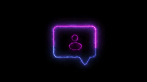 Purple and blue neon speech bubble user icon animation. Purple and blue neo.. Stock Footage 334122980
