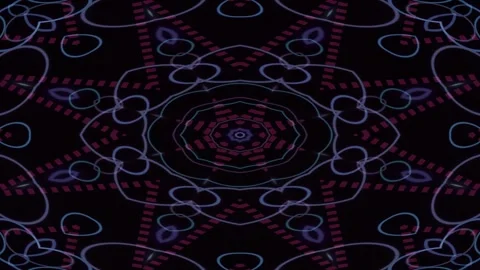 Purple and blue ornamental linework forming symmetrical circular motifs Stock Footage 342886725