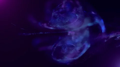 Purple and blue particles (fluids) fly out from the left Stock Footage 246538792