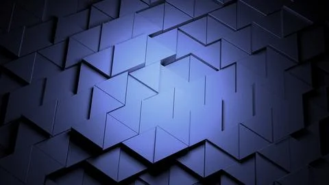 Purple and blue triangles. Design.Small parts of the mosaic breaking in Stock Illustration