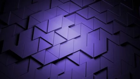 Purple and blue triangles. Design.Small parts of the mosaic breaking in Stock Illustration