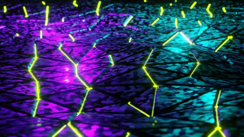 Purple and Cyan Triangular Waves Background Abstract Animation Loop in 4K Stock Footage 242592531