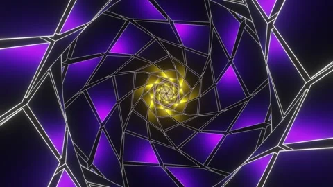 Purple and Gold Hexagonal of Squares Tunnel Background VJ Loop in 4K Stock Footage 252206036