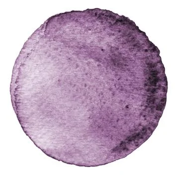 Purple and gray circle painted watercolor. Spot with paper texture. Hand dr.. Stock Illustration