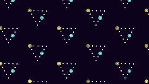 Purple and green dot triangle pattern on black background Stock Footage 258929252