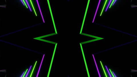 Purple and Green Neon Rays Moving Kaleidoscope Background VJ Loop in 4K Stock Footage 335017827