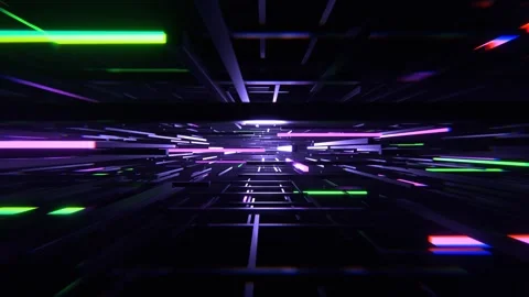 Purple and Green Sci-Fi Cybernetic Strobe Array Background VJ Loop l 4K Stock Footage 302560581